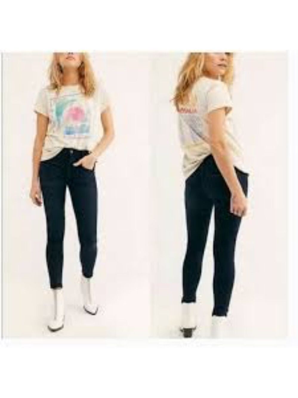 Free People Ivy Mid Rise Released Hem Skinny Jean